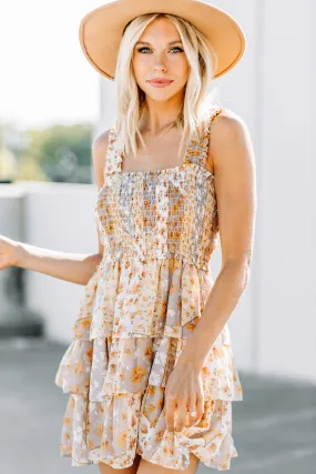 All The Attention Mocha Brown Floral Dress