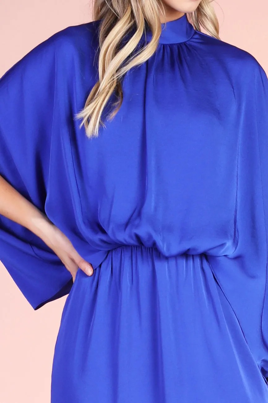 Blue Mock Neck Dress
