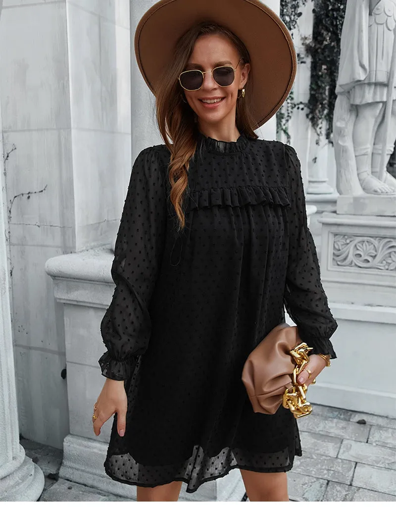 Boho Mini Dress Tunic Dress, Willow in Black