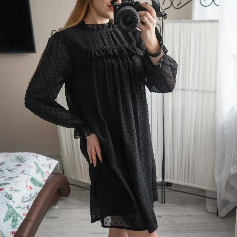 Boho Mini Dress Tunic Dress, Willow in Black