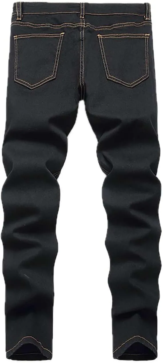 Boy's Jeans Pants Kids Ripped Skinny Jeans Casual Slim Fit Denim Jeans Trousers