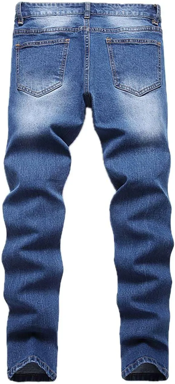 Boy's Jeans Pants Kids Ripped Skinny Jeans Casual Slim Fit Denim Jeans Trousers