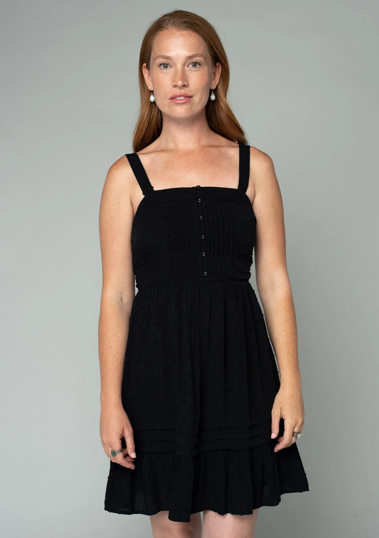 Button Front A-Line Smocked Mini Dress