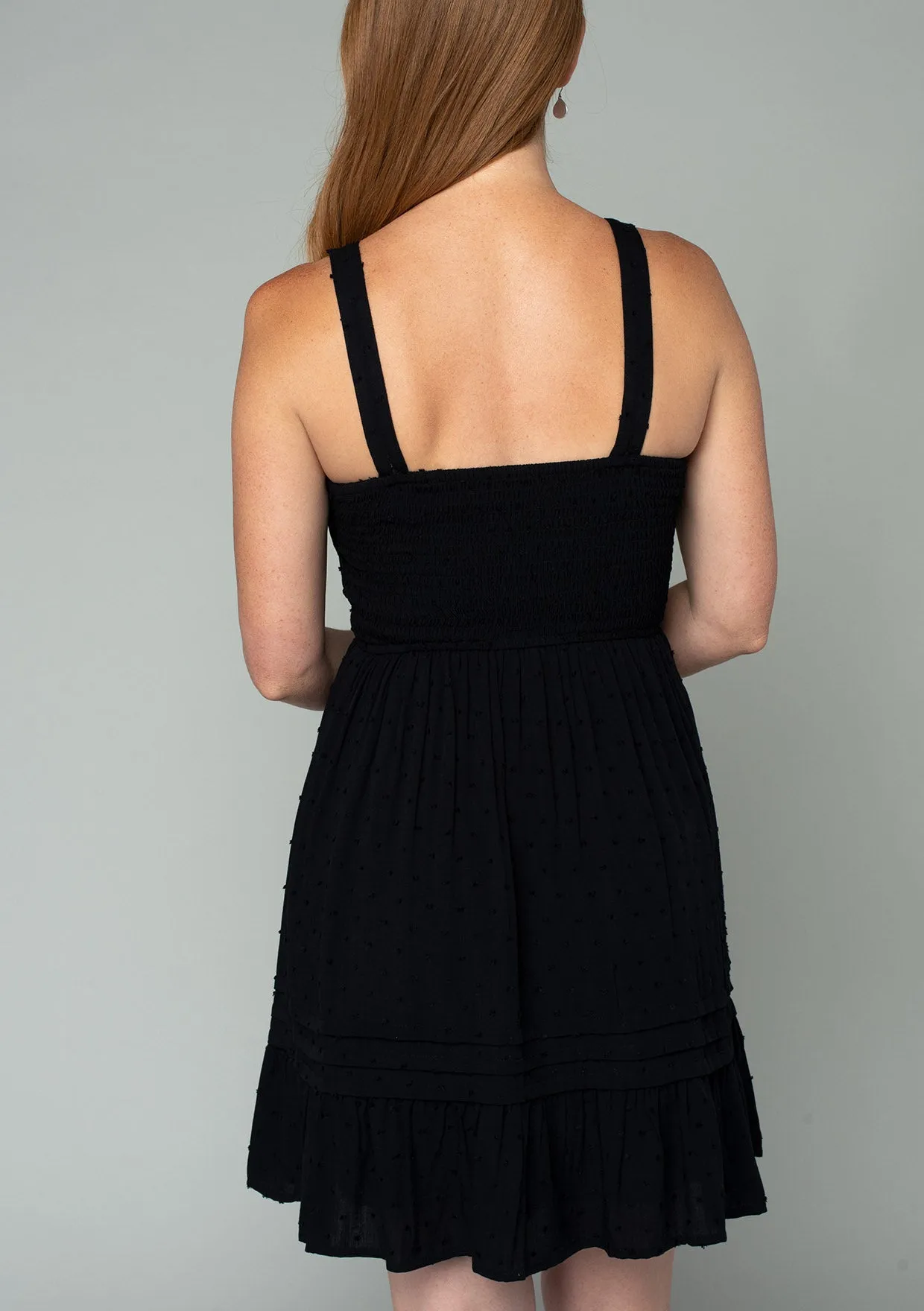 Button Front A-Line Smocked Mini Dress