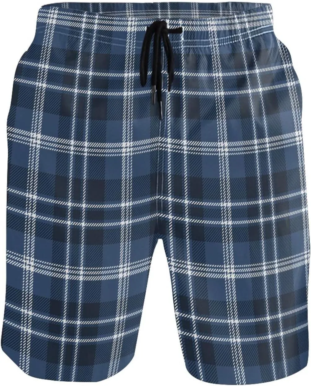 CHIFIGNO Chic Houndstooth Black White Mens Beach Shorts, Small Quick Dry Beach Shorts, Surf Trunks Men