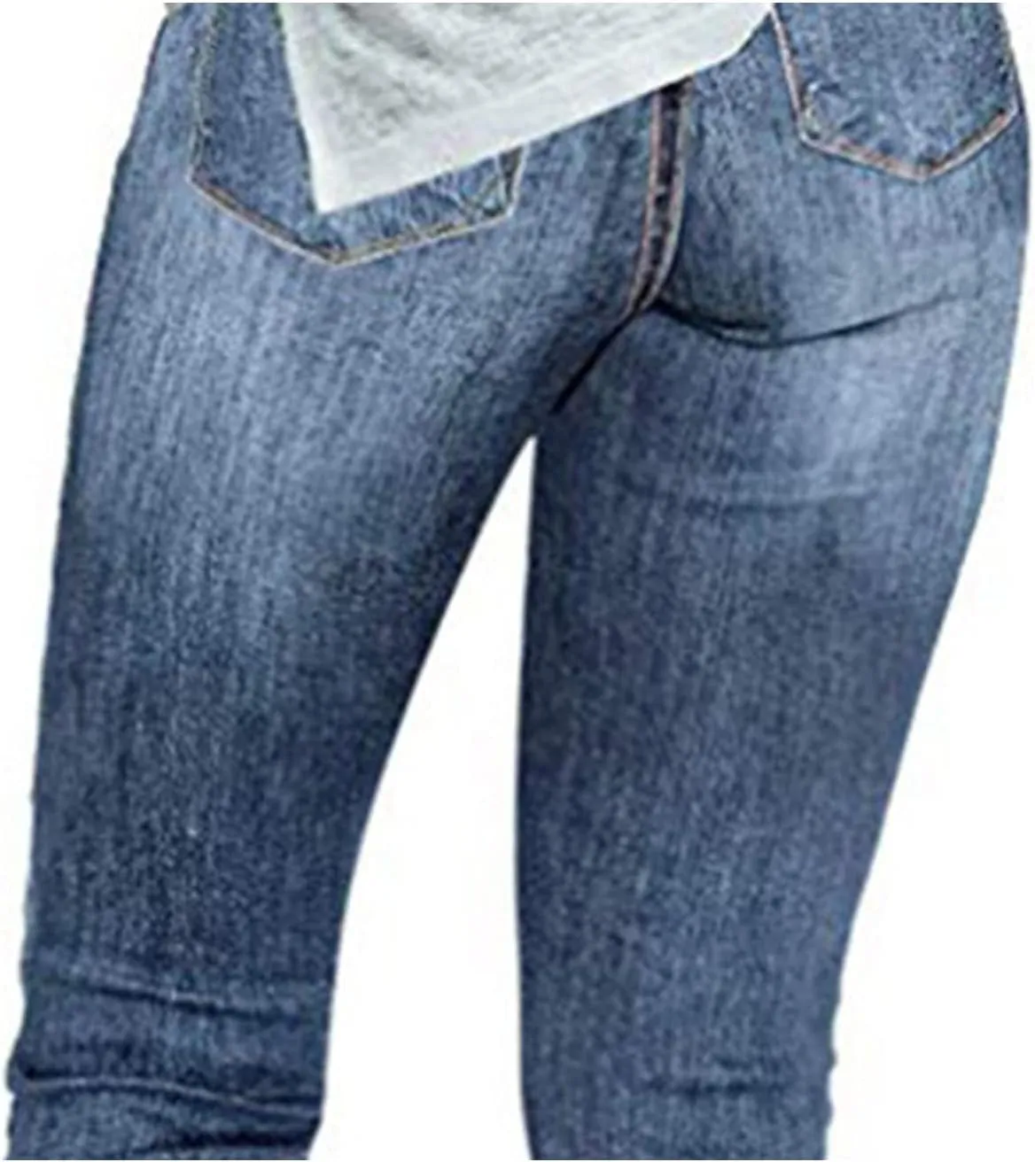DGHM-JLMY Women's High Breasted Scratched Skinny Jeans High Rise Tight Denim Jeans Curvy Stretch Butt Lifting Hold Jeans