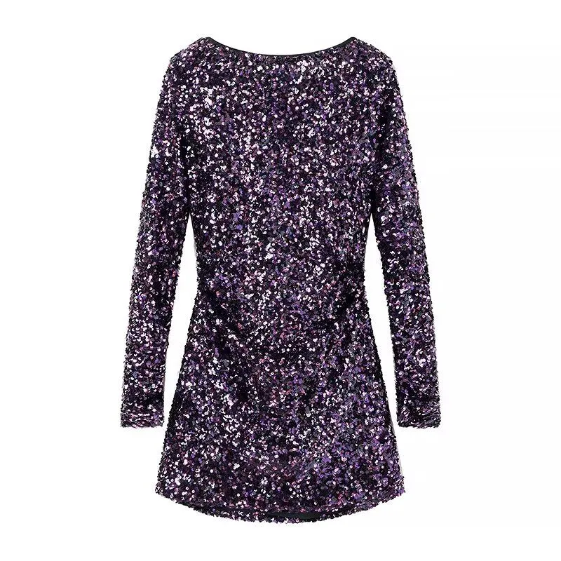 Elegance in Winter: Sexy Backless Sequined Short Dress