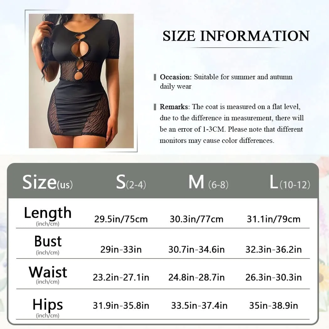 EVILD Sexy Cut Out Bodycon Dress See Through Mini Dress Rhinestone Club Elastic Dress Cocktail Evening Party Dress for Women