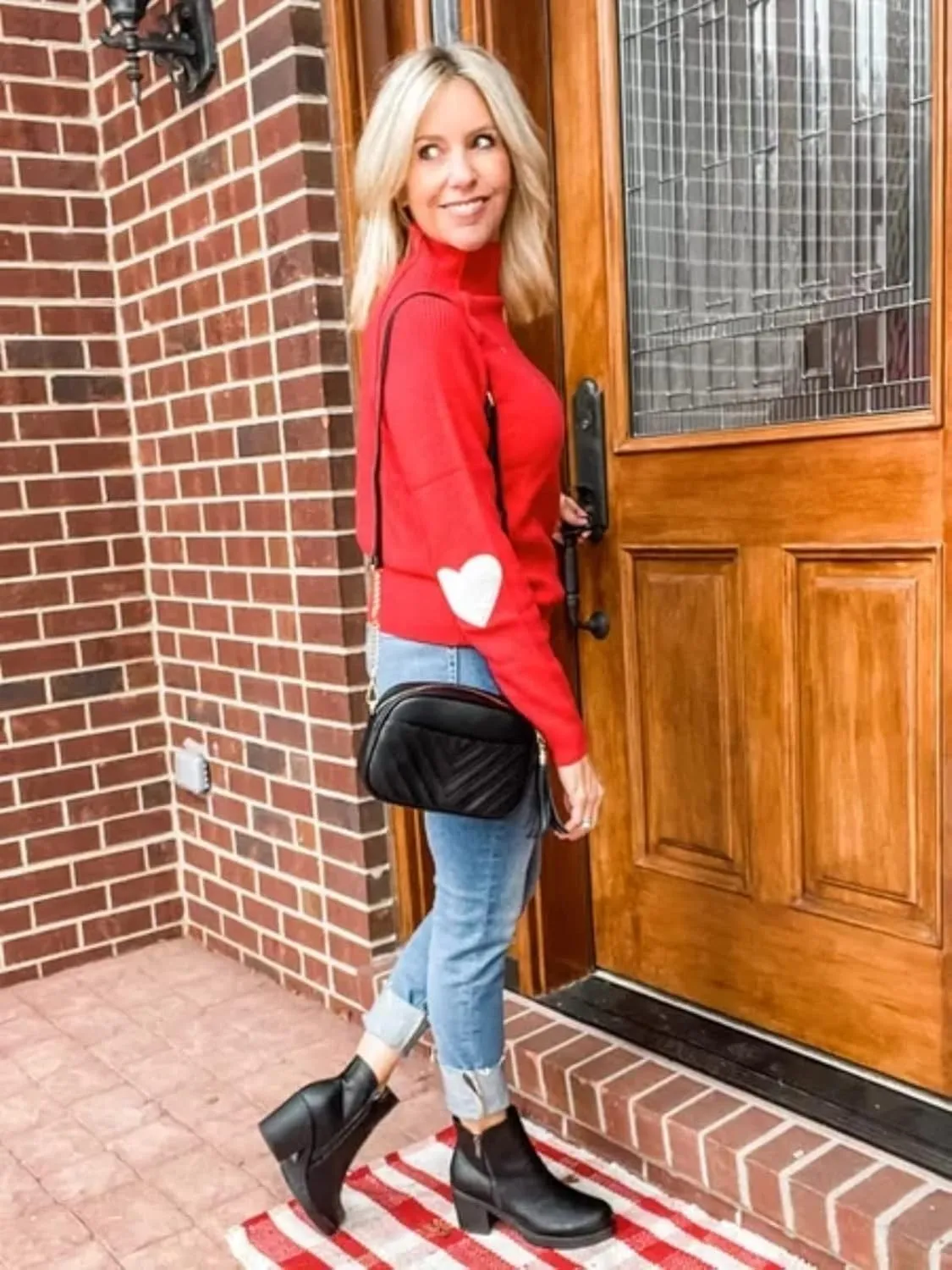 FERBIA Women Turtleneck Sweater Oversize Heart Slouchy Chunky Pullover Baggy Batwing Knit Cute Loose Fall Cozy Comfy Top