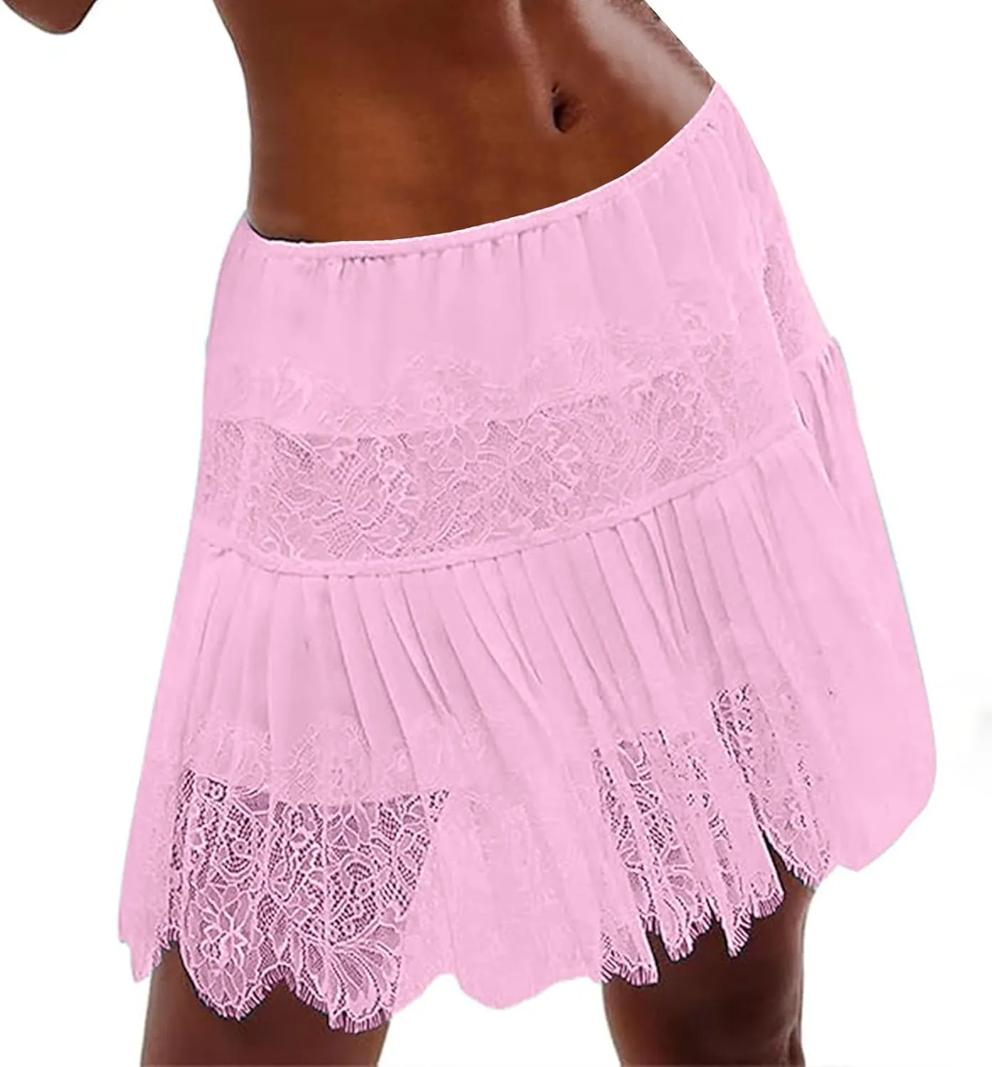 Flowy Skirts for Women Casual Boho Ruffle Tiered Mini Skirt High Waist Pleated Beach Skorts Trendy Clothing