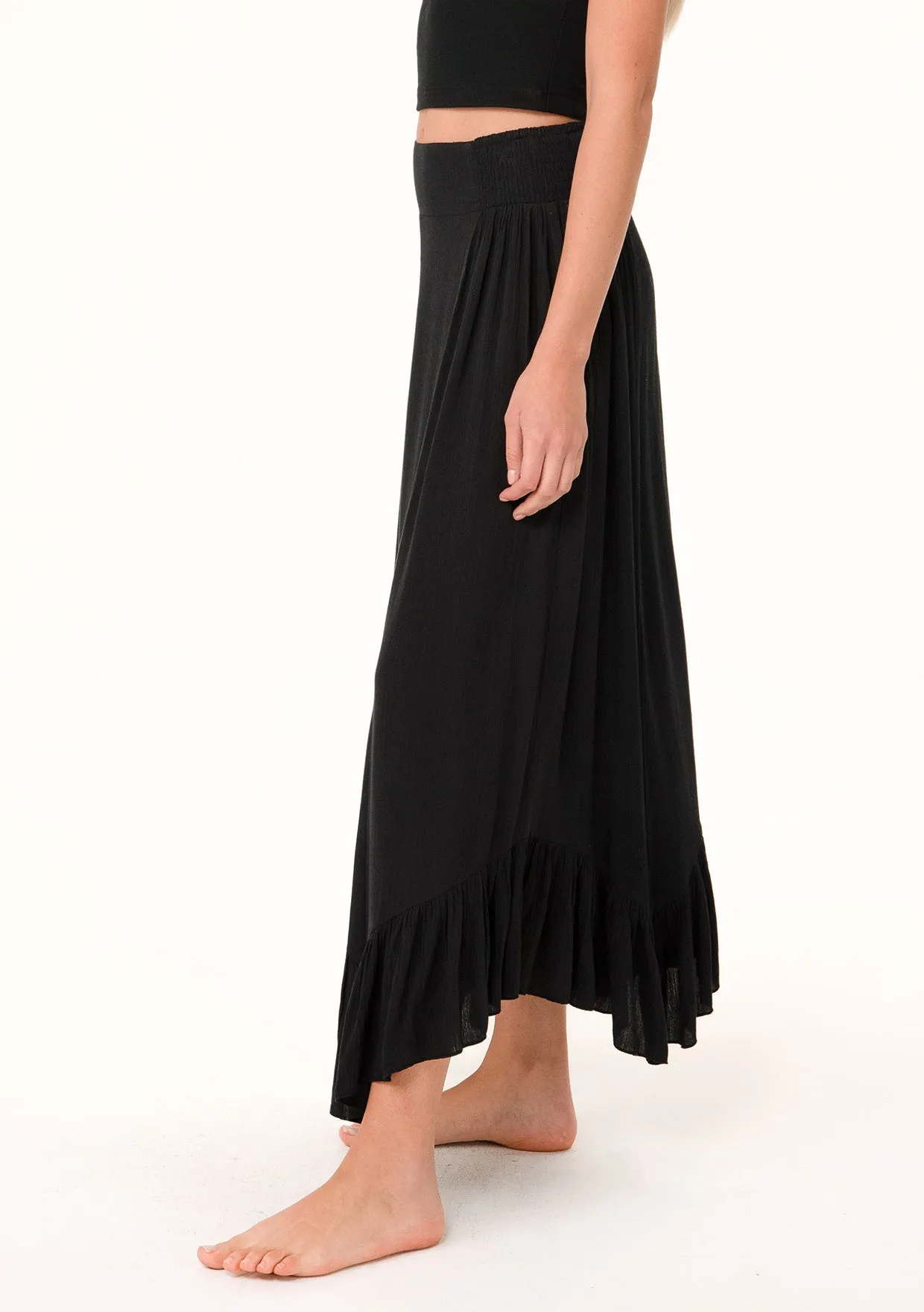 Flowy Smocked Ruffle Hem Skirt