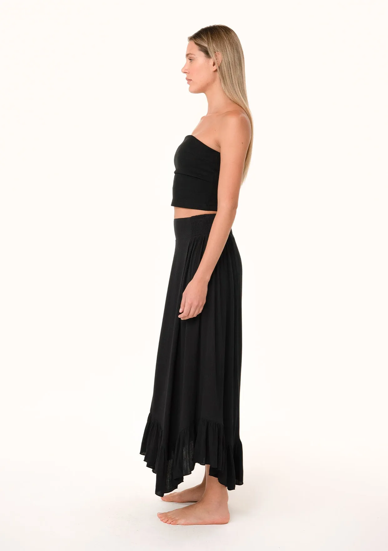 Flowy Smocked Ruffle Hem Skirt