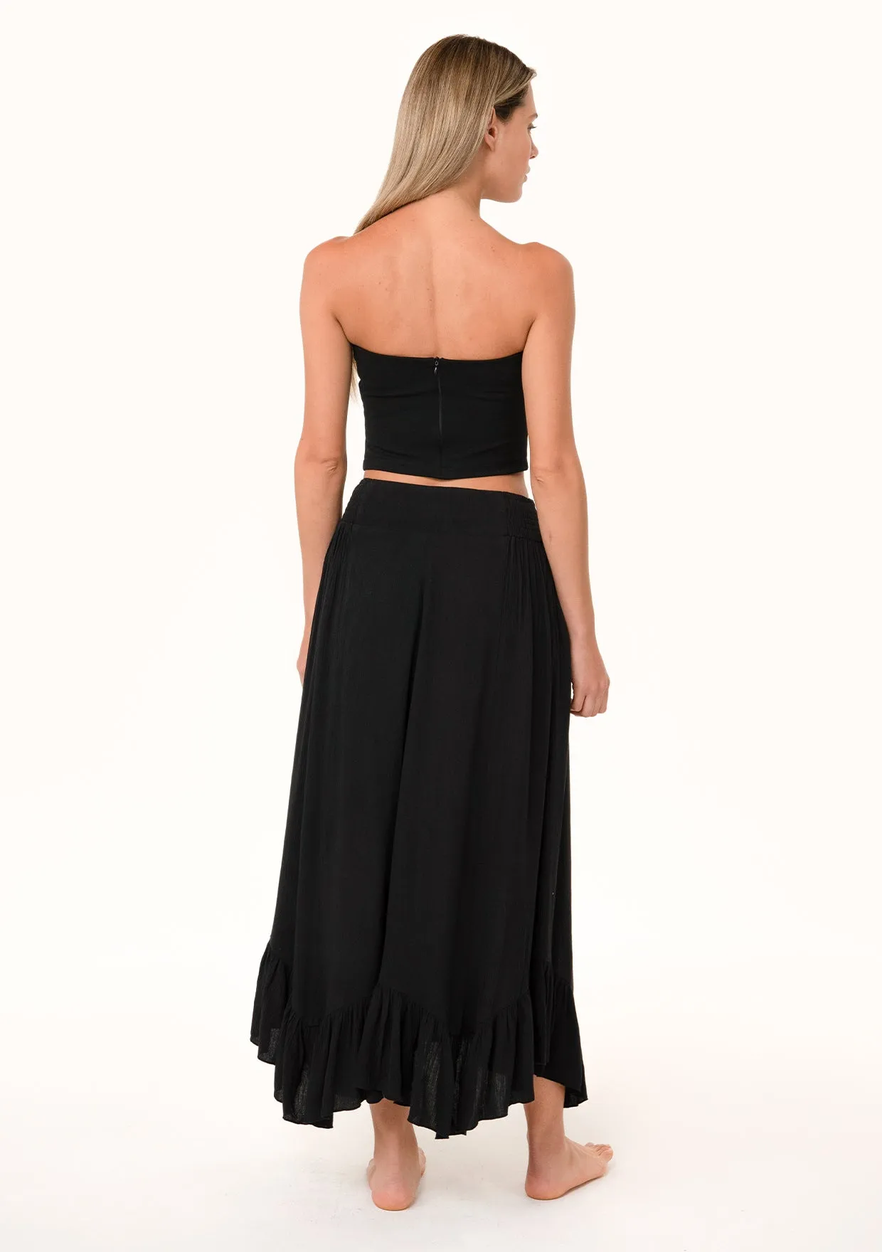 Flowy Smocked Ruffle Hem Skirt