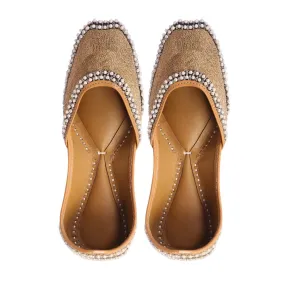 Golden Pearl Embellished Silk Jutti For Women | Festive And Wedding Apt | Comfy