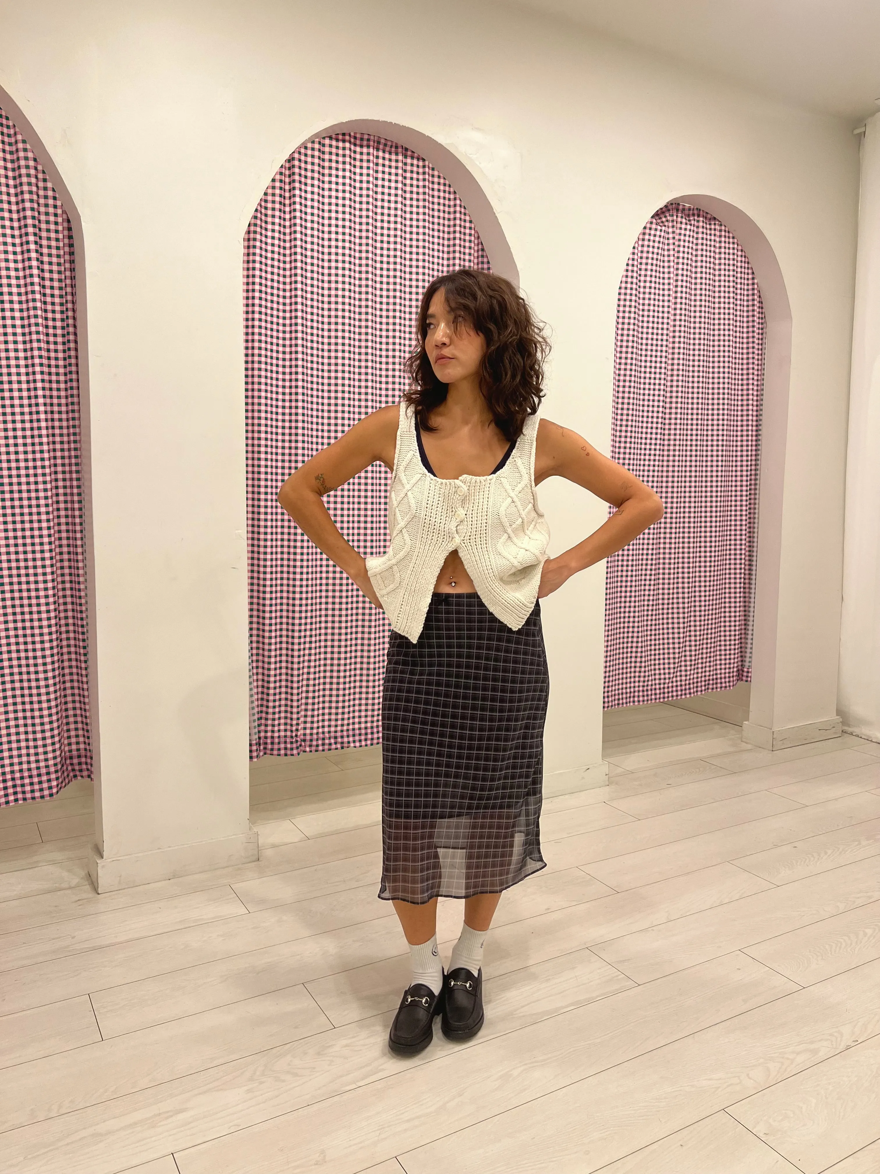 HEYA Plaid mesh skirt