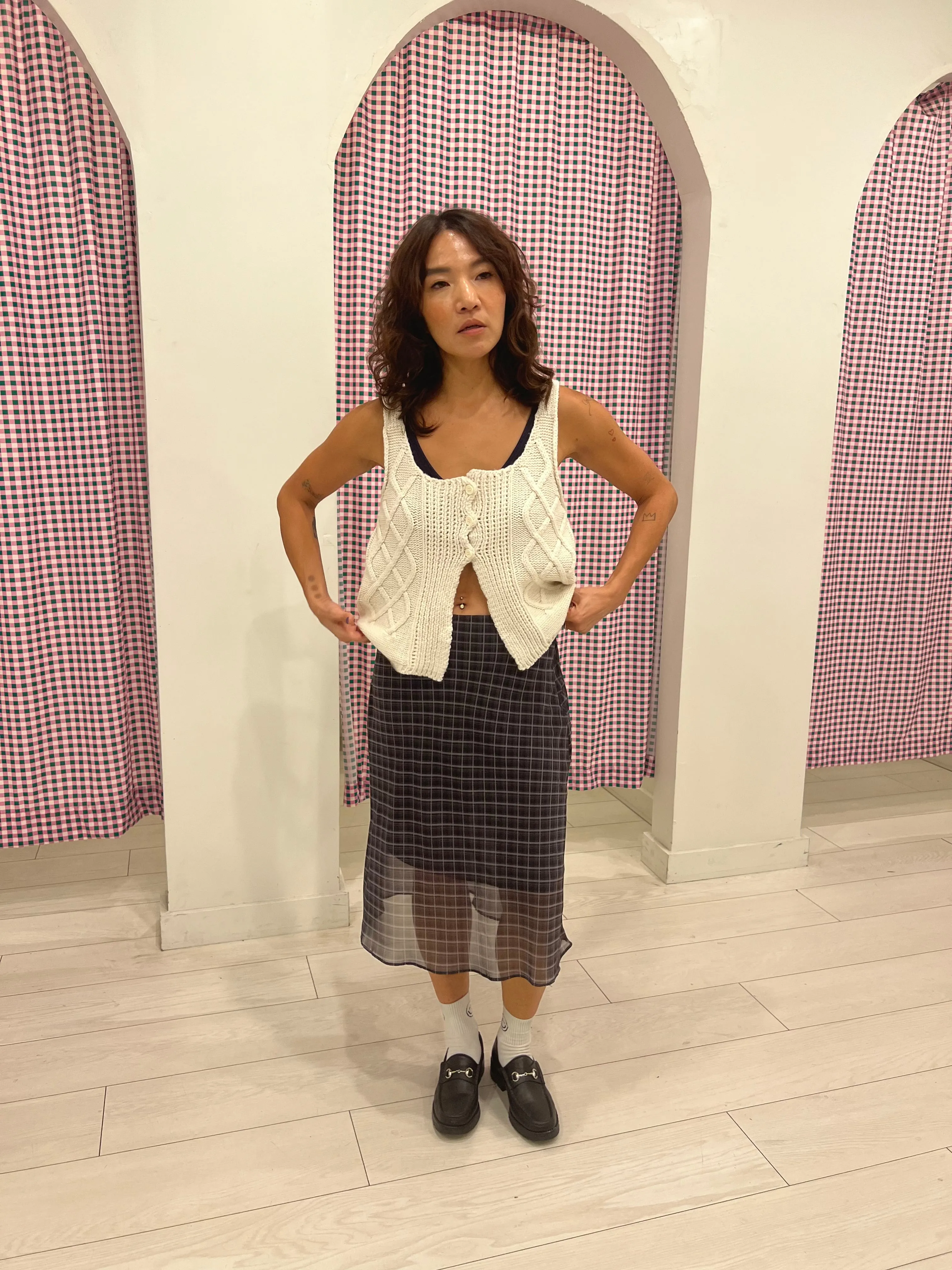 HEYA Plaid mesh skirt