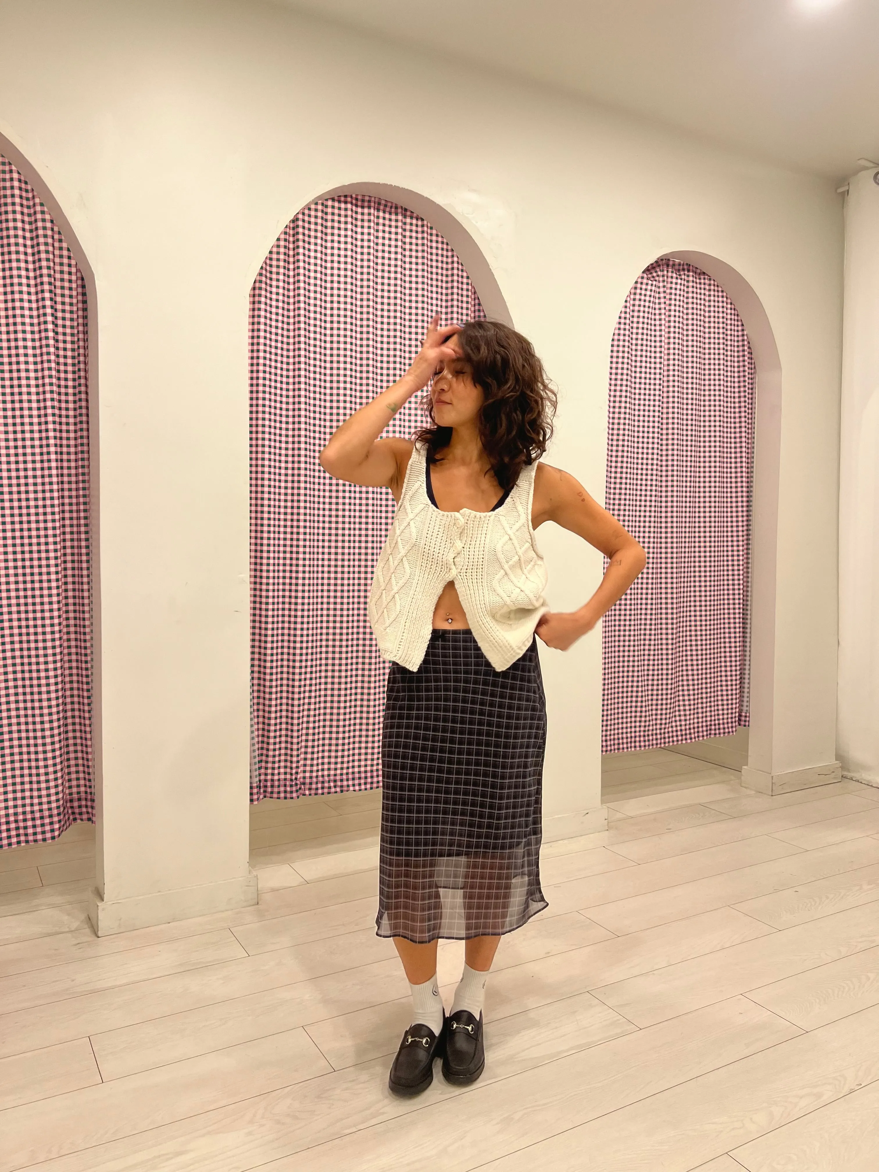 HEYA Plaid mesh skirt