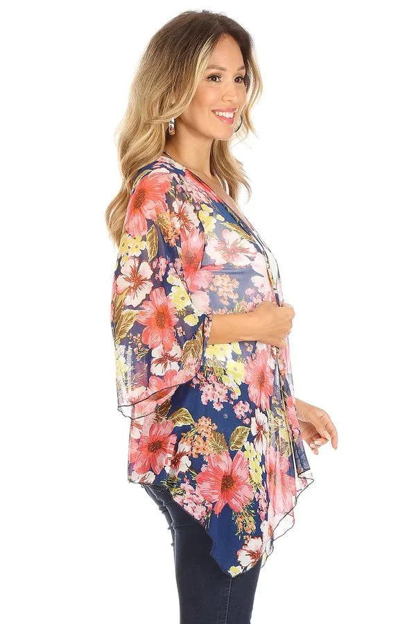 In Your Eyes Navy Floral Kimono
