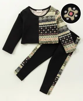 Jacquard Color Block Top Leggings Set