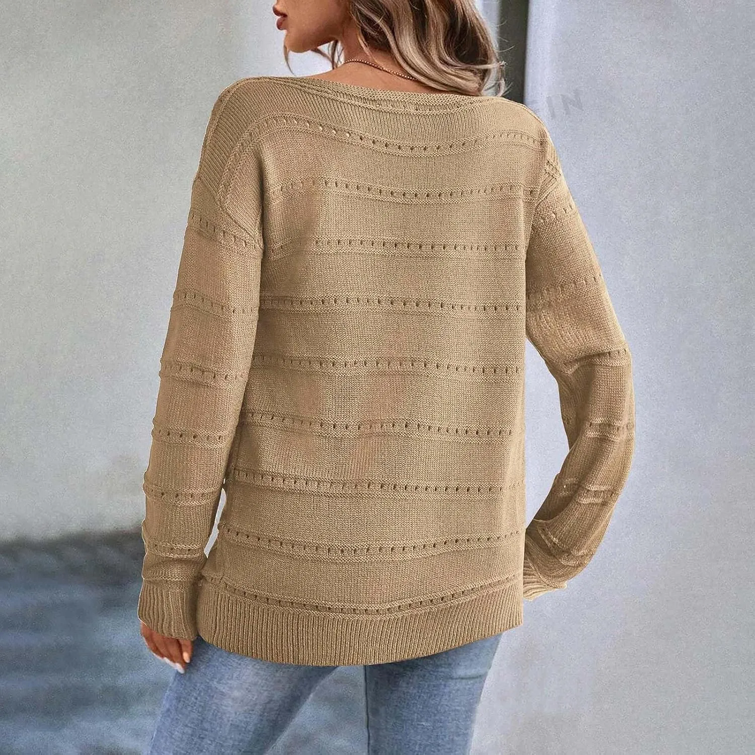 Lastesso Fall Sweaters for Women 2024 Lightweight Soft Long Sleeve Sweater Breathable Knitted Long Sleeve Slouchy Clothes