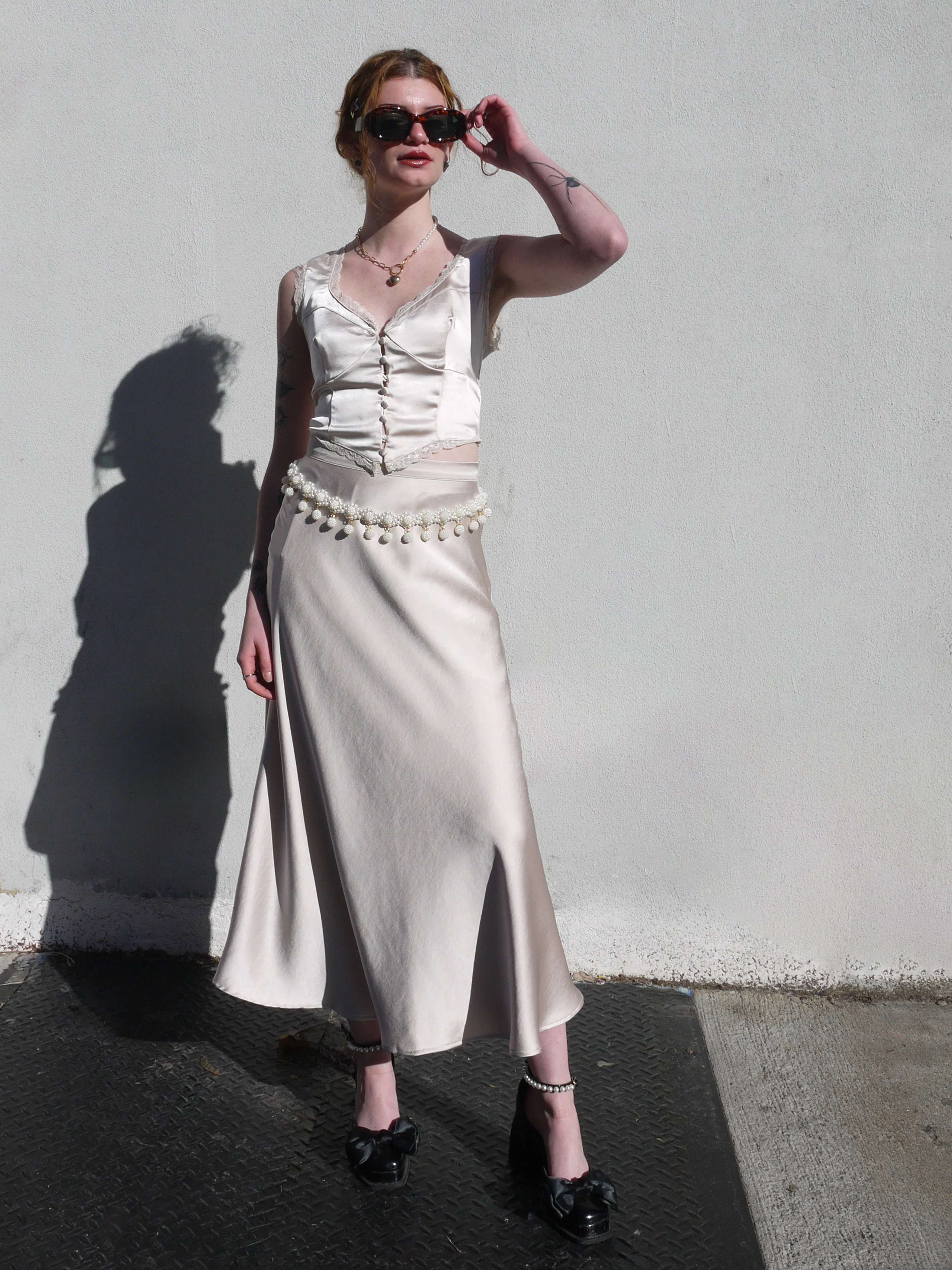 long satin skirt