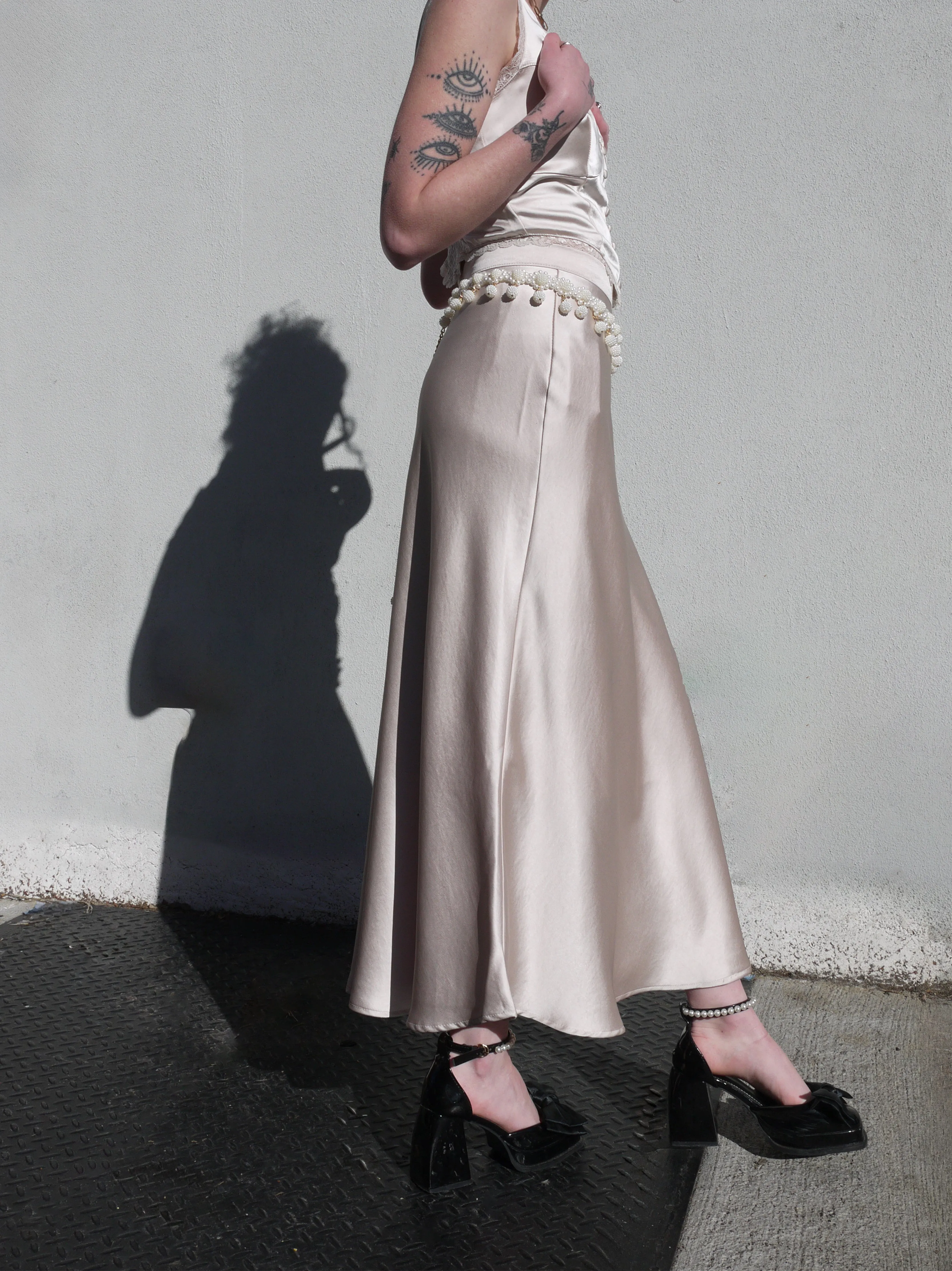 long satin skirt