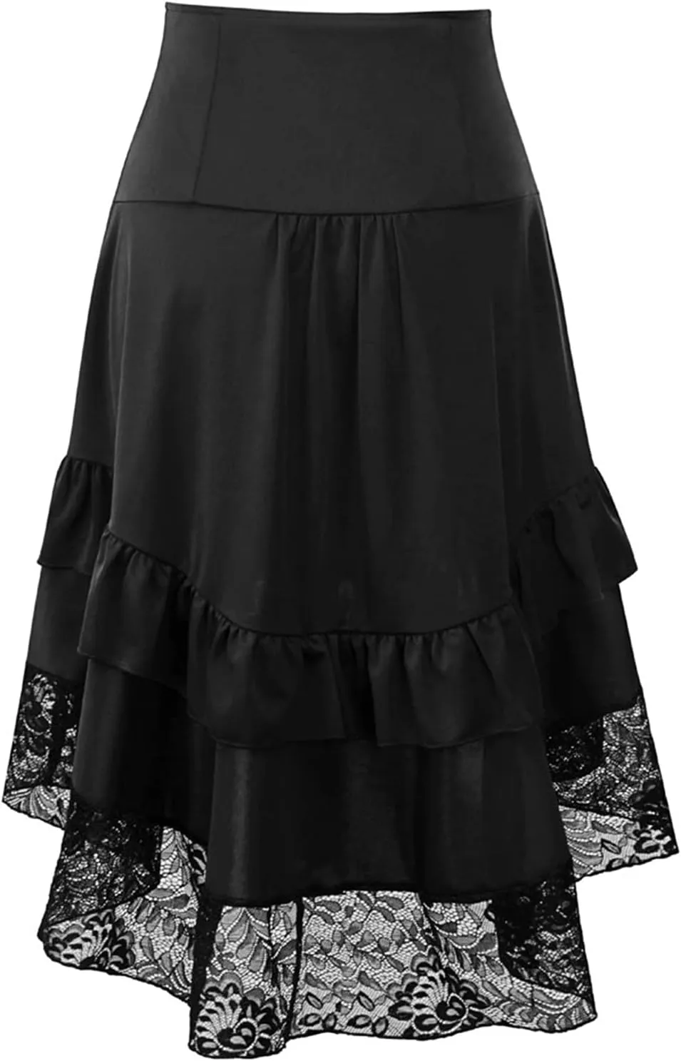 Long Skirts for Women Trendy Lace Patchwork Gothic Party Retro High Elastic Waist Halloween Dress Skirt Clubwear