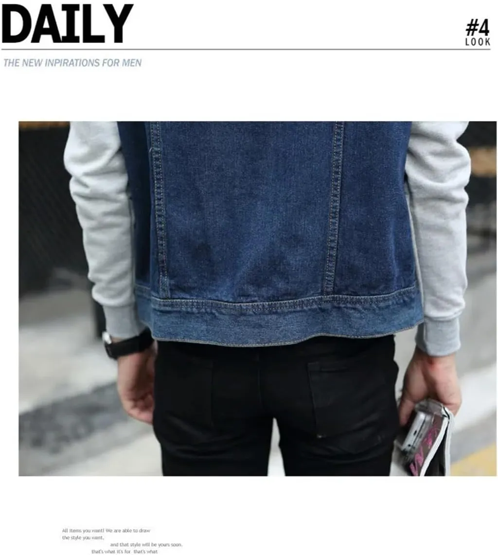 Men Hooded Denim Jacket Mens Jean Jackets Streetwear Cowboy Jacket Detachable Coat