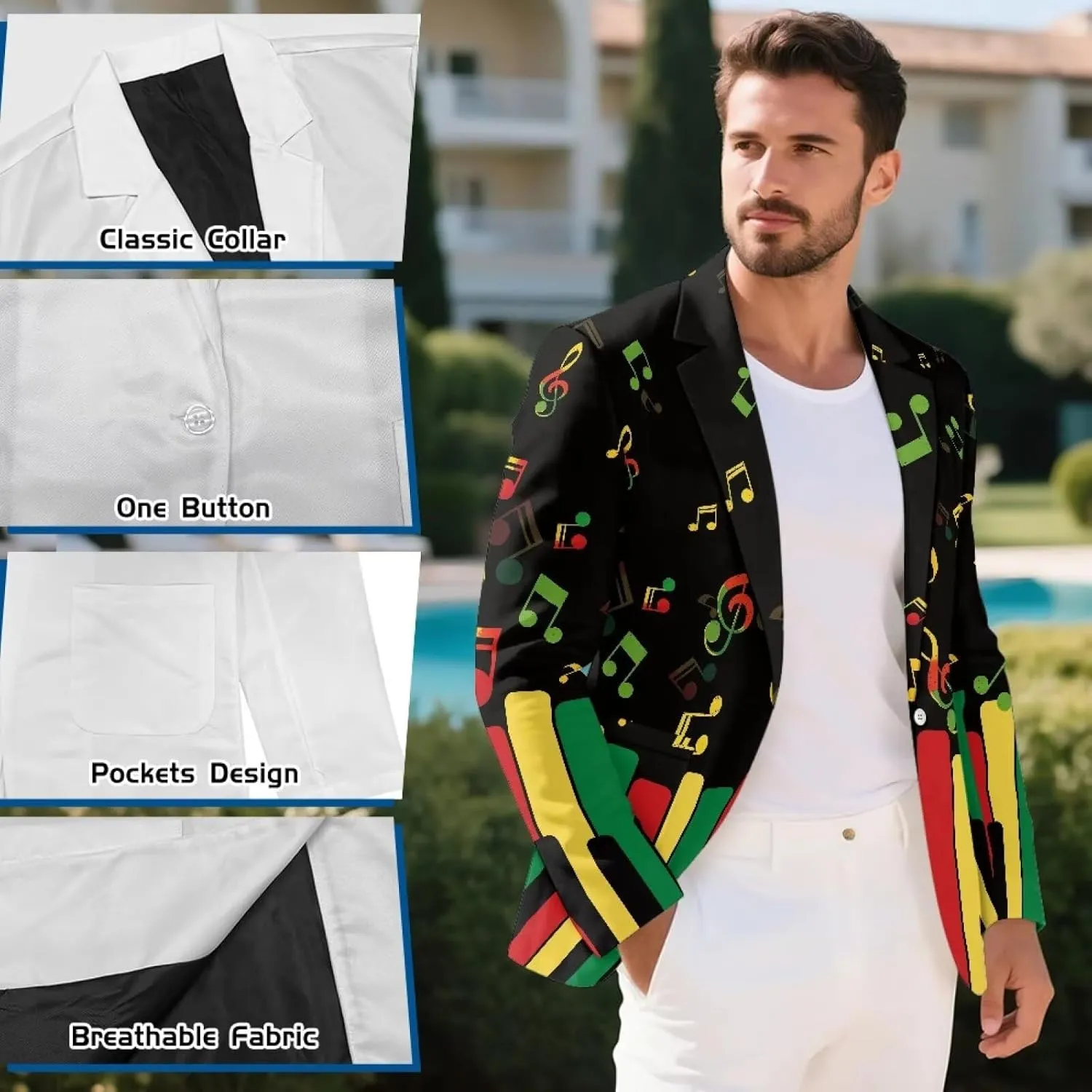 Mens Blazer Suit Jacket Slim Fit Stylish Blazer Dinner Party Prom Wedding Tuxedo Jacket