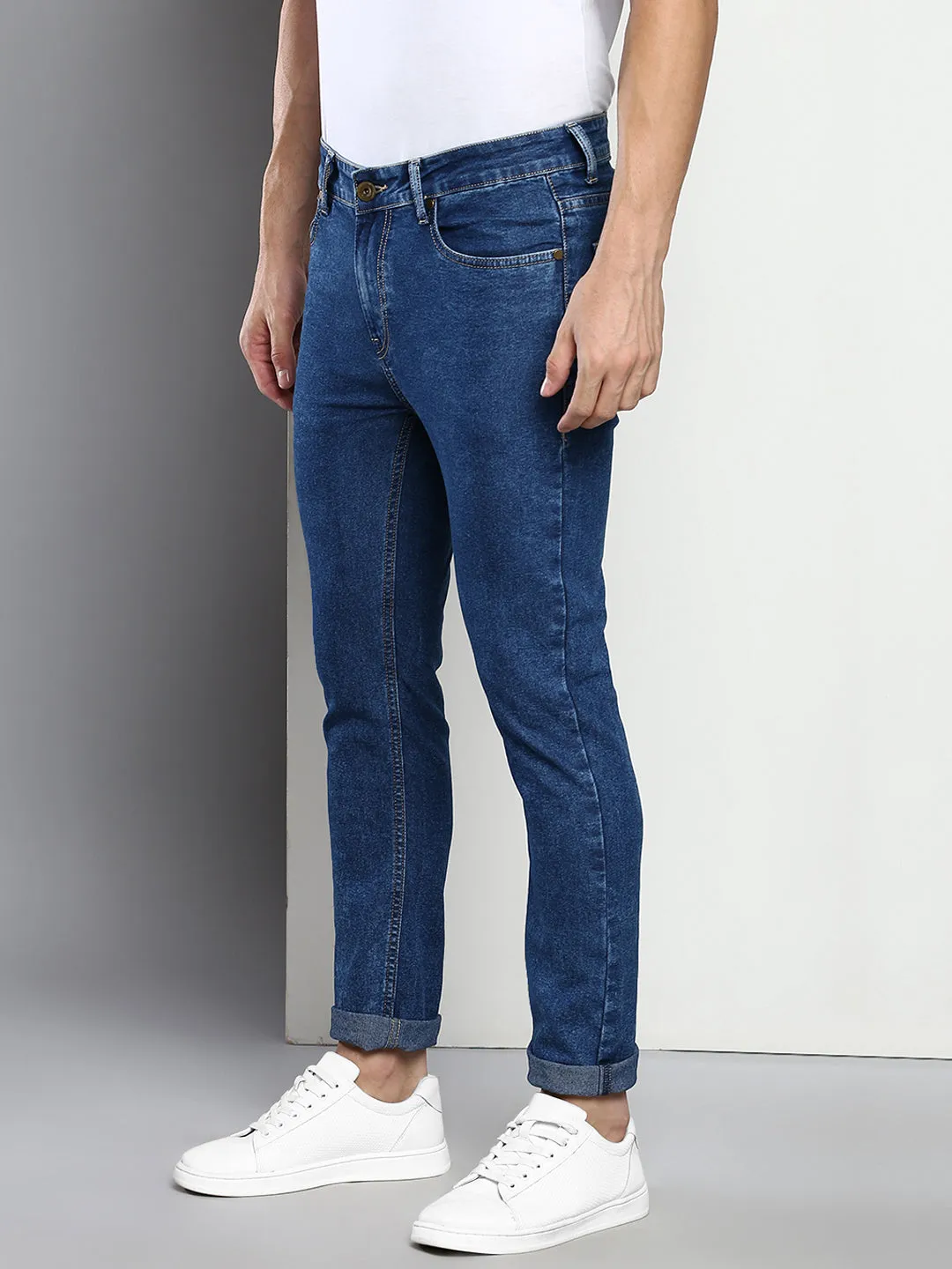 Men's Blue Slim Fit Mid Rise Denim Jeans