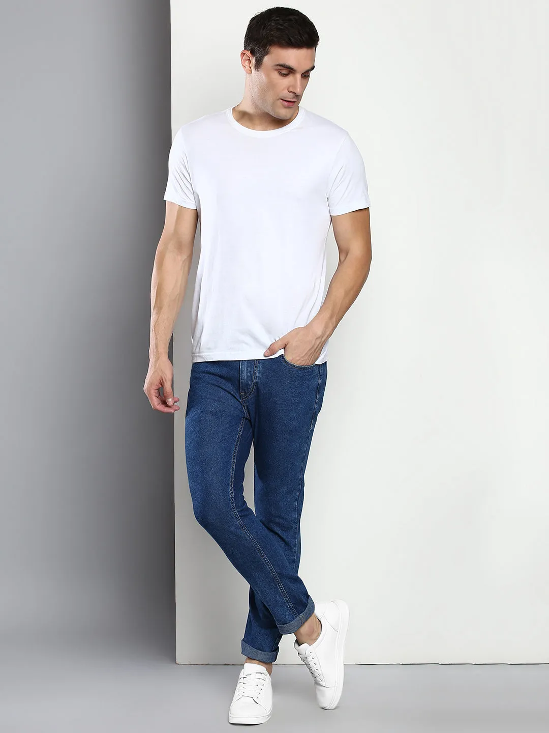 Men's Blue Slim Fit Mid Rise Denim Jeans