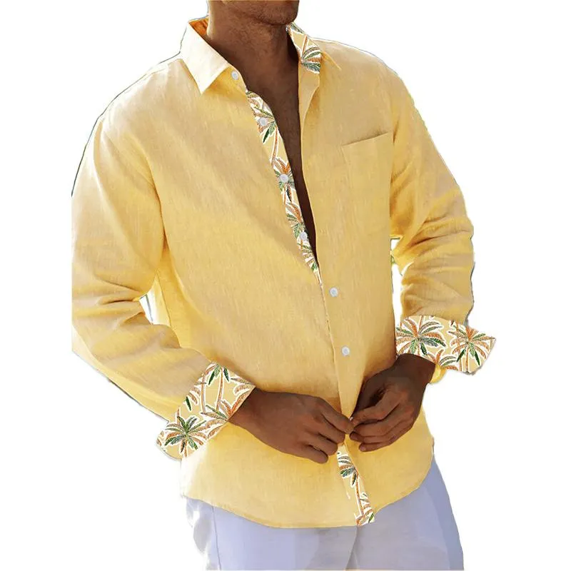 Men's Lapel Casual Long Sleeve Shirt 14787297YM