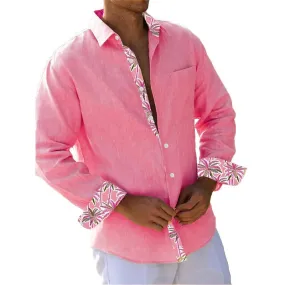 Men's Lapel Casual Long Sleeve Shirt 14787297YM