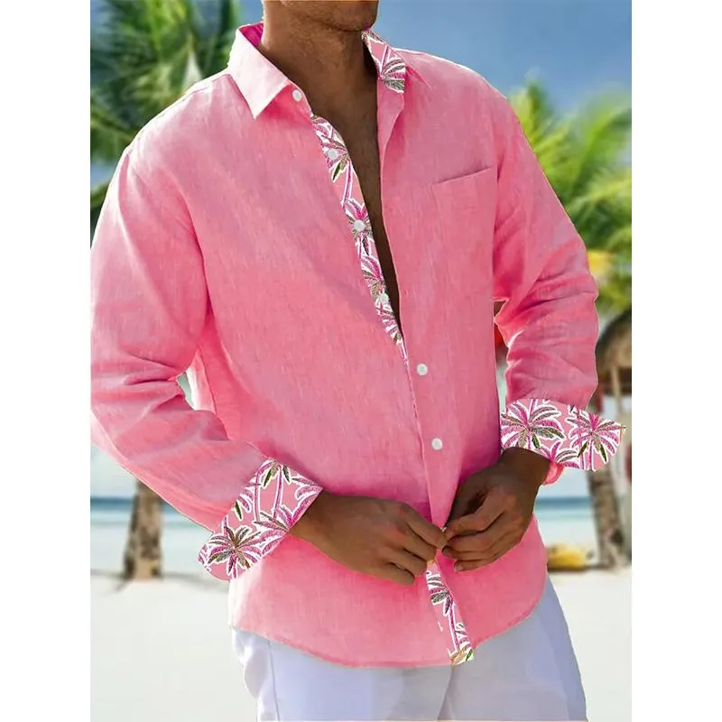 Men's Lapel Casual Long Sleeve Shirt 14787297YM