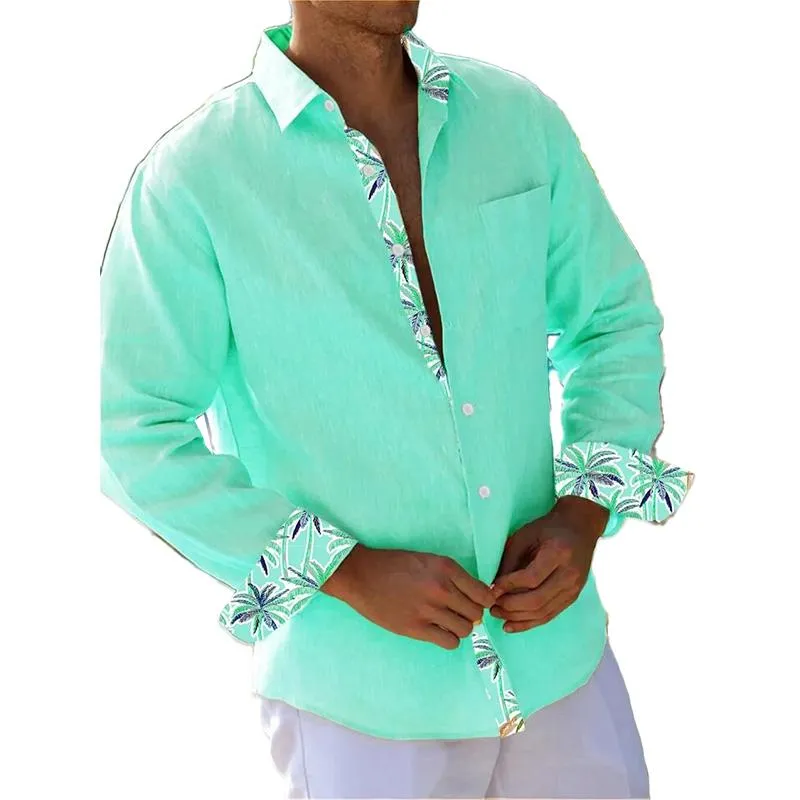 Men's Lapel Casual Long Sleeve Shirt 14787297YM