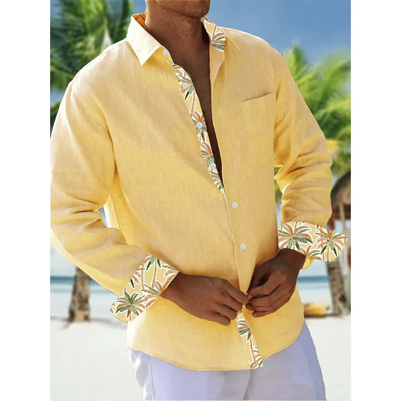 Men's Lapel Casual Long Sleeve Shirt 14787297YM