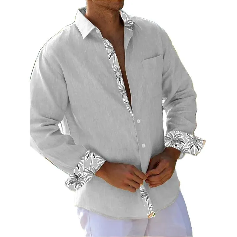 Men's Lapel Casual Long Sleeve Shirt 14787297YM