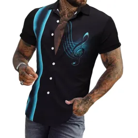 Men's Musical Note Printed Short Sleeve Shirt 91185183YY