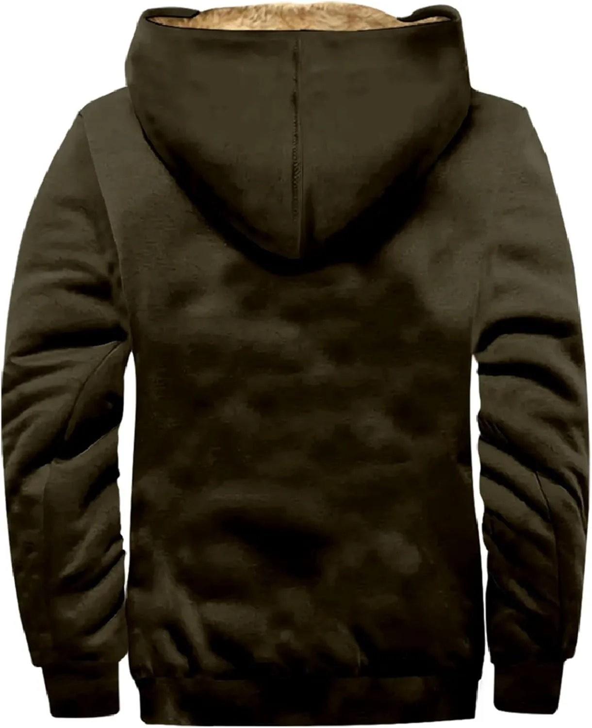 Men's Oversized Sherpa Lined Hoodies Thicken Fleece Drawstring Zip Up Hooded Jackets Sweatshirt Warm Soft Winter Coat