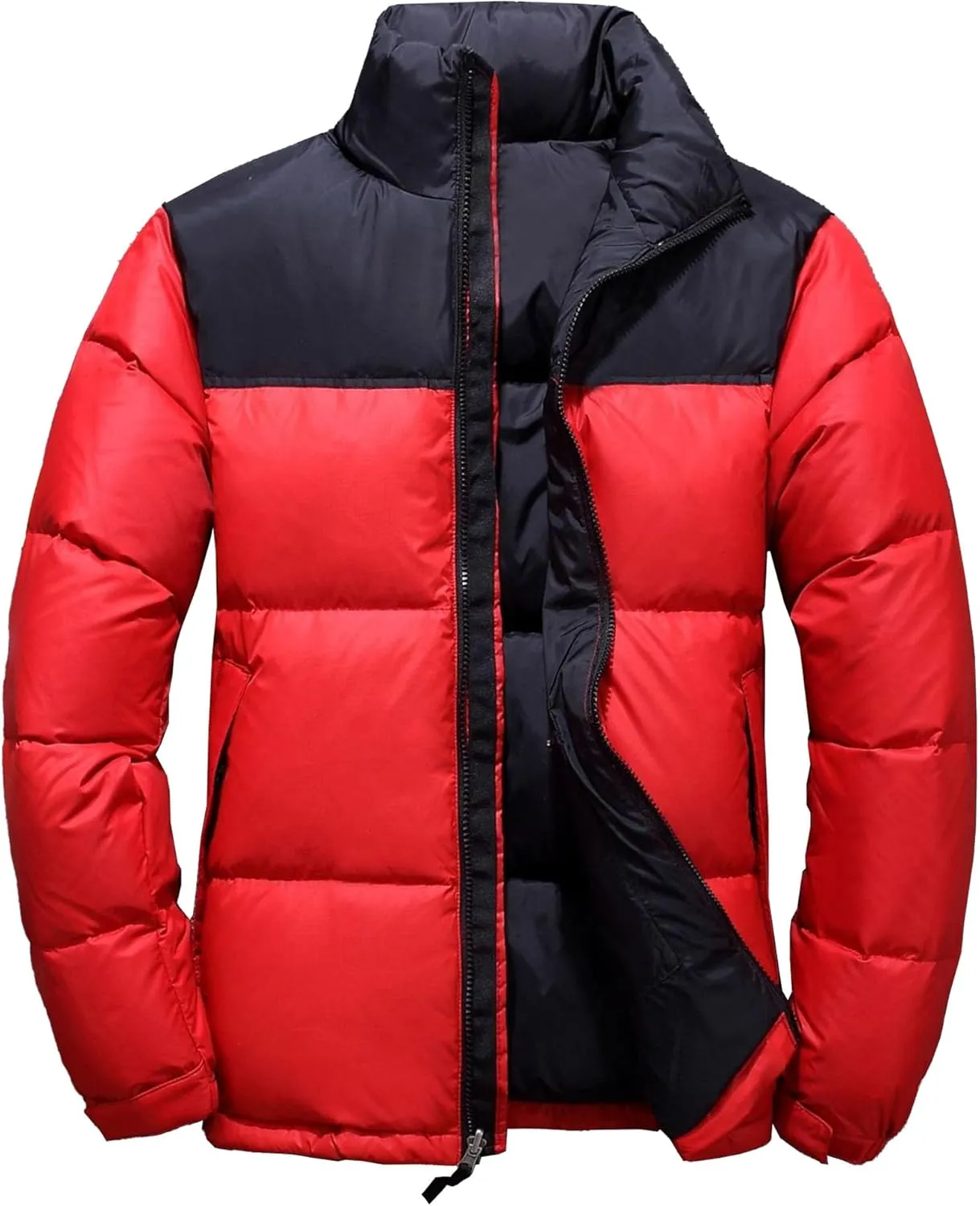 Mens Retro Bubble Puffer Jacket Stylish Stand Collar Duck Down Coats Short Casual Color Down Jackets