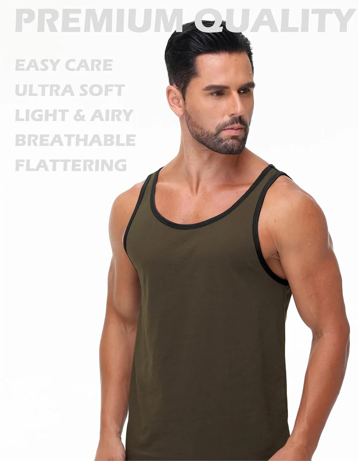 Mens Tank Top Sleeveless Muscle Shirts Soft Cotton Casual T Shirt for Gym Workout