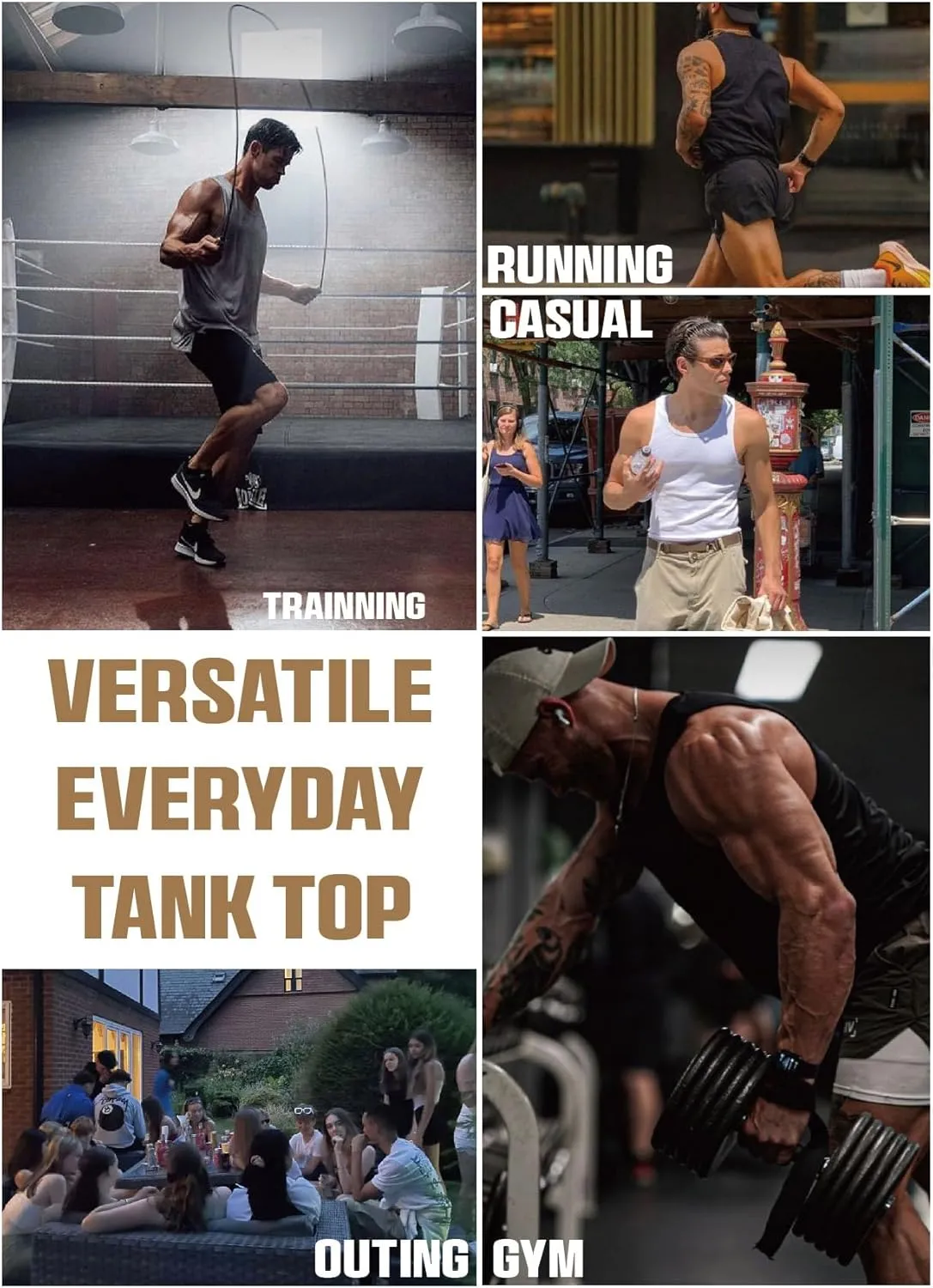 Mens Tank Top Sleeveless Muscle Shirts Soft Cotton Casual T Shirt for Gym Workout