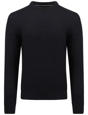 Men's textured wool blend navy jumper