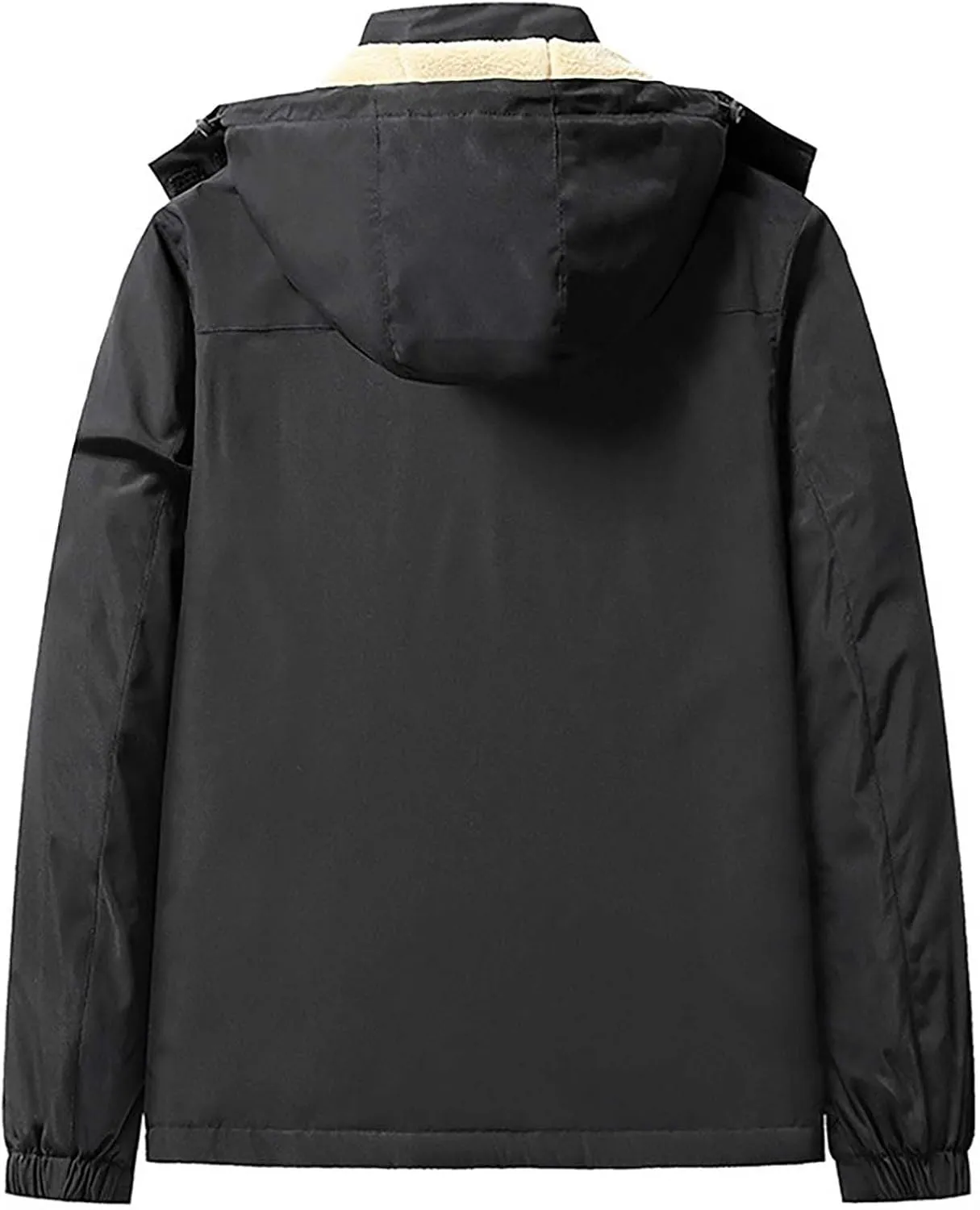 Men's Waterproof Jacket Soft Shell Hiking Windbreaker Jackets Hooded Fleece Lined Thick Rain Coats with Multi-Pockets