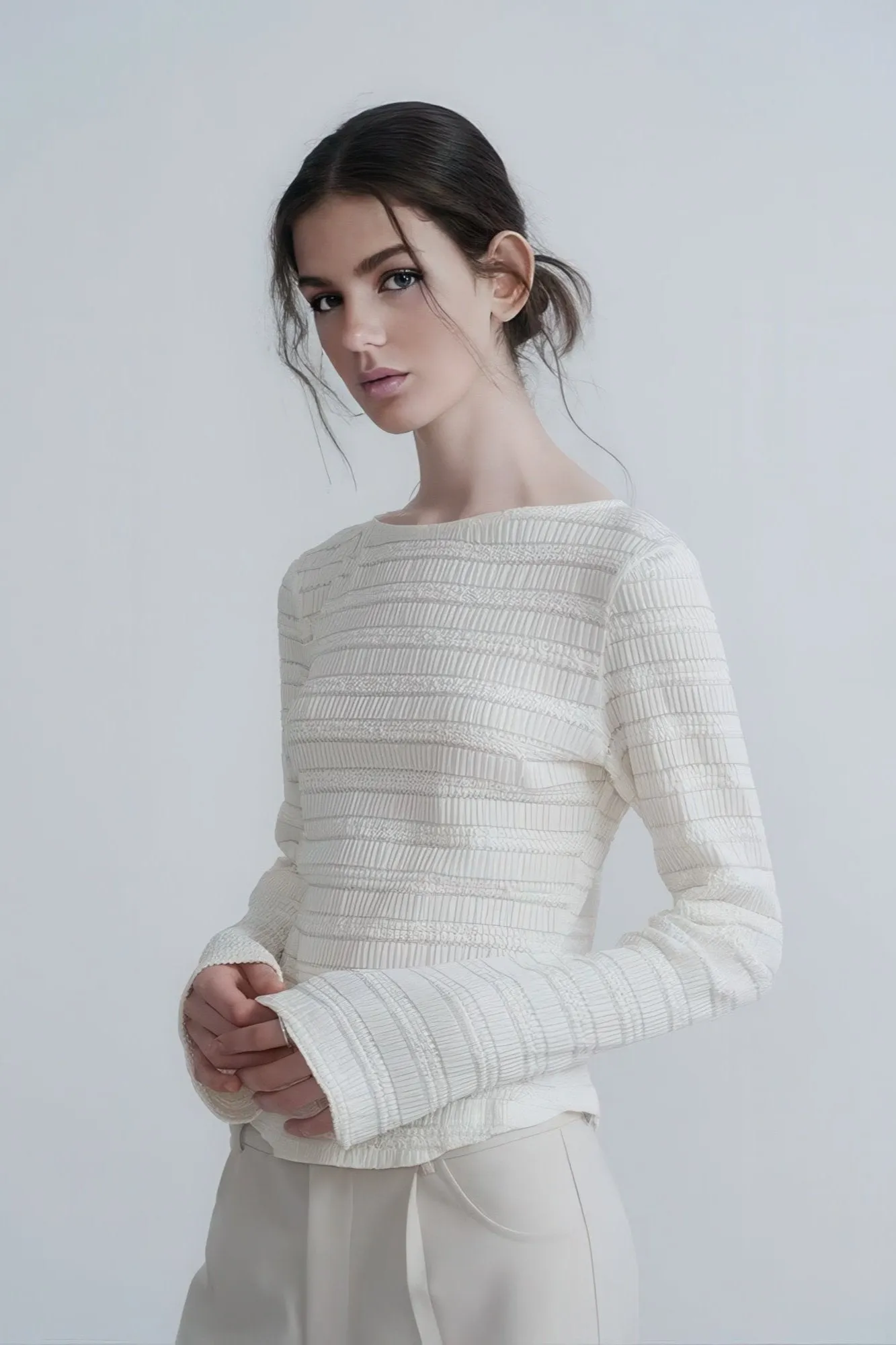 Minimalist Textured Long Sleeve Tee