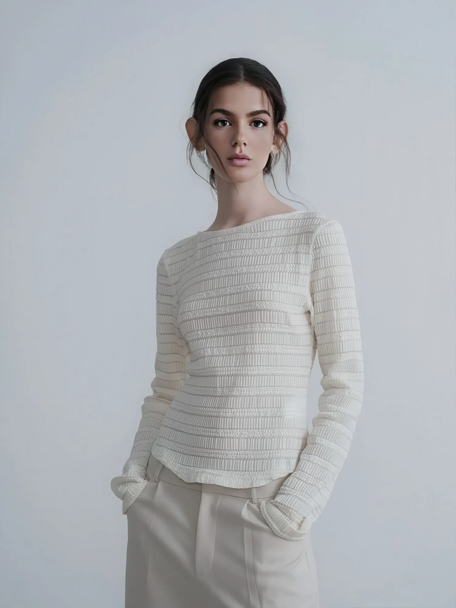 Minimalist Textured Long Sleeve Tee