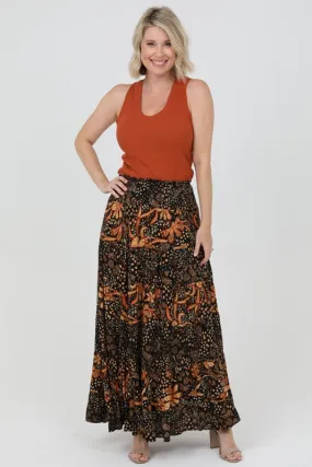 Nostalgia Tiered Floral Print Boho Skirt - Black