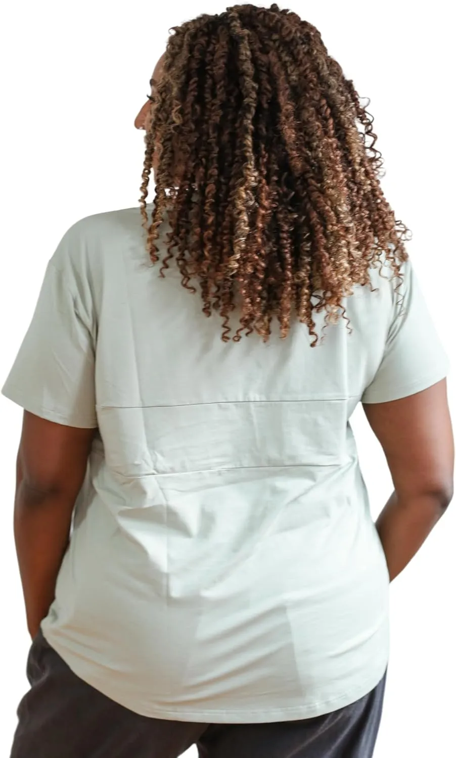 Nursing T-Shirt with Invisible Zipper, Soft and Comfortable Colorblock Breastfeeding Top