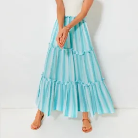 NWT Tuckernuck Aquamarine Stripe Gauze Prado Maxi Skirt (Medium)
