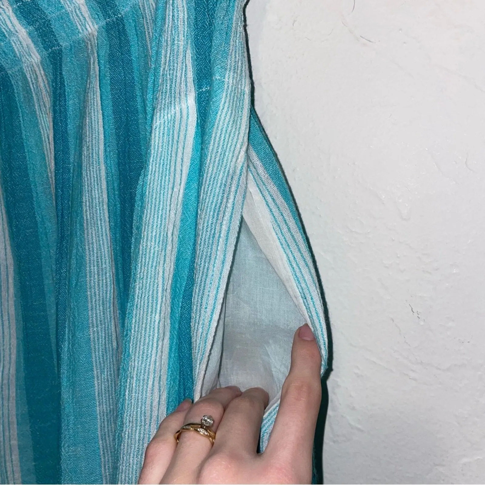 NWT Tuckernuck Aquamarine Stripe Gauze Prado Maxi Skirt (Medium)